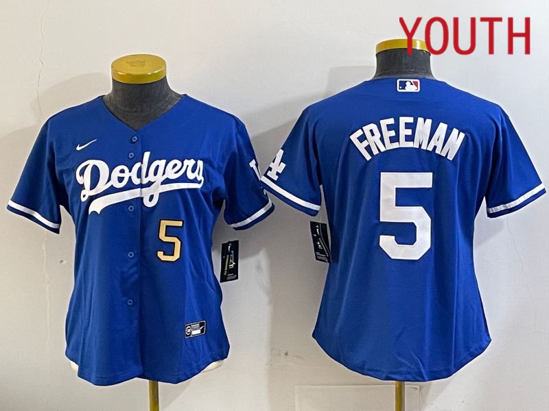 Youth Los Angeles Dodgers #5 Freeman Blue Game 2024 Nike MLB Jersey style 1120